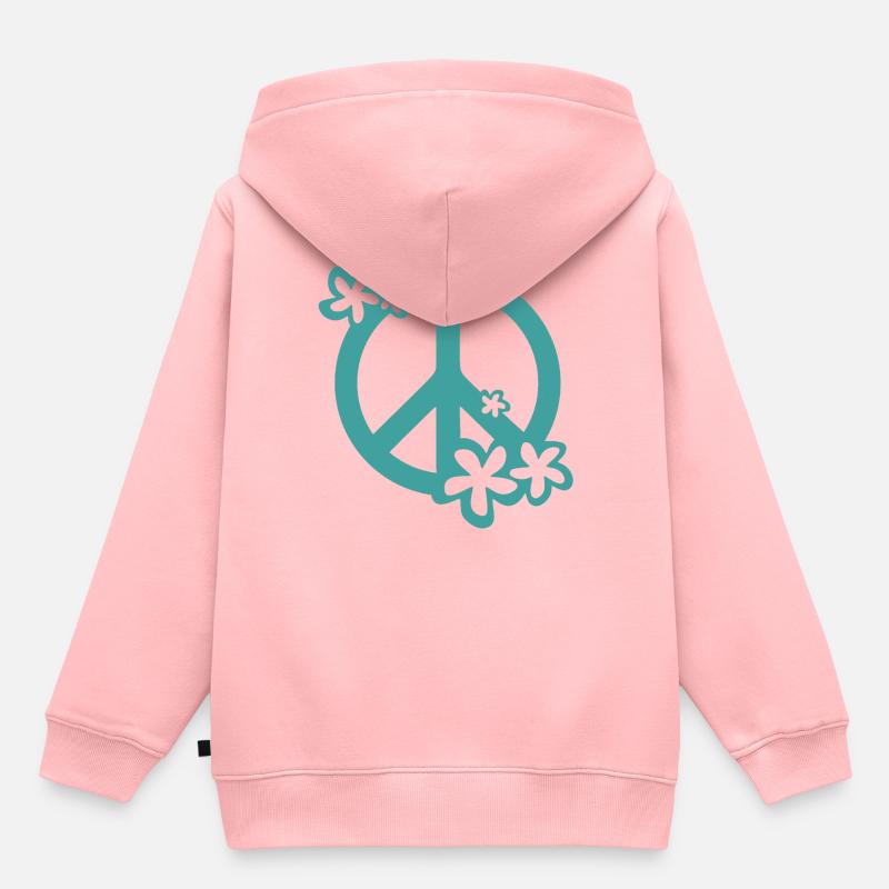 PEACE AND LOVE - Sweat Premium à capuche enfant bio - rose