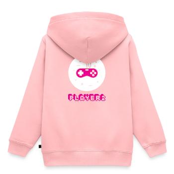 Gamer 2 - Duo Player 1 & 2 amour couple de cadeau - Sweat Premium à capuche enfant bio - rose - Dos - AI Model Kid Female (0cm)