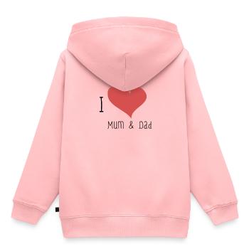 I Love luv Mum & Dad BLACK LABELED - Kinder Premium Organic Hoodie - Rosa - Hinten - AI Model Kid Female (0cm)