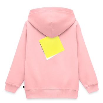 note jaune , adhésif , sticky note - Sweat Premium à capuche enfant bio - rose - Dos - AI Model Kid Female (0cm)