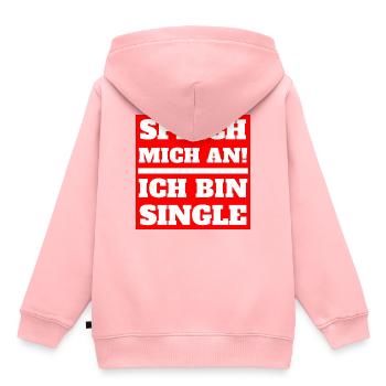 Sprich mich an! Ich bin Single Shirt Geschenk - Kinder Premium Organic Hoodie - Rosa - Hinten - AI Model Kid Female (0cm)