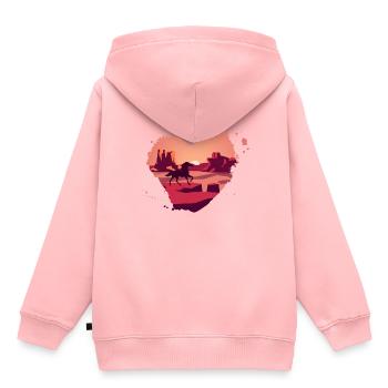 Pferd in den Rocky Mountains - Kinder Premium Organic Hoodie - Rosa - Hinten - AI Model Kid Female (0cm)