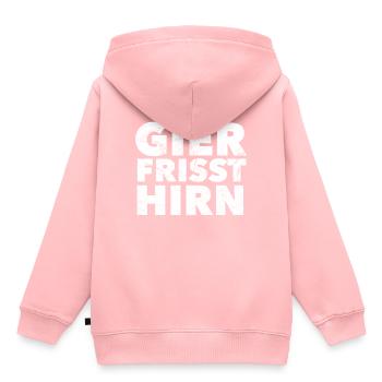 Gier frisst Hirn - Kinder Premium Organic Hoodie - Rosa - Hinten - AI Model Kid Female (0cm)