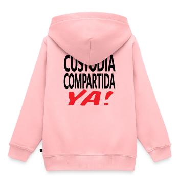 Custodia Compartida YA Negro - Sweat Premium à capuche enfant bio - rose - Dos - AI Model Kid Female (0cm)