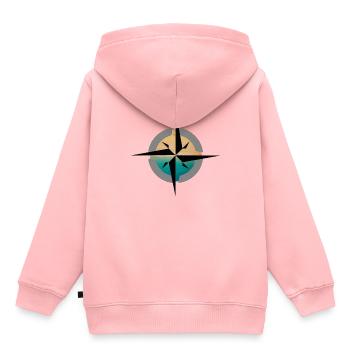 Kompass Urlaub Süden - Kinder Premium Organic Hoodie - Rosa - Hinten - AI Model Kid Female (0cm)