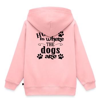 Chiens de chien - Sweat Premium à capuche enfant bio - rose - Dos - AI Model Kid Female (0cm)