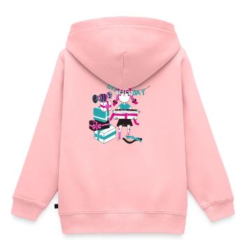 bursdag - Hettegenser Premium barn økologisk - rosa - Bak - AI Model Kid Female (0cm)