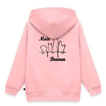 Moin aus Bremen mit den Stadtmusikanten - Kinder Premium Organic Hoodie - Rosa - Hinten - AI Model Kid Female (0cm)