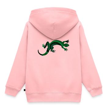 Gecko - Kinder Premium Organic Hoodie - Rosa - Hinten - AI Model Kid Female (0cm)