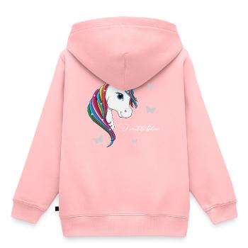 lorey.w "Einhorn - I want to believe" - Kinder Premium Organic Hoodie - Rosa - Hinten - AI Model Kid Female (0cm)