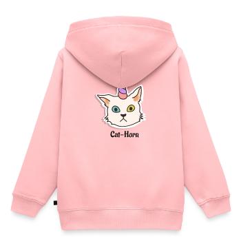 Cat Horn - Kinder Premium Organic Hoodie - Rosa - Hinten - AI Model Kid Female (0cm)