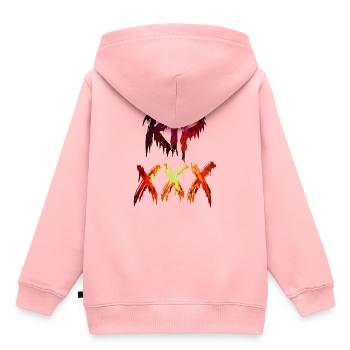 RIP XXXTENTACION Liquéfié - Sweat Premium à capuche enfant bio - rose - Dos - AI Model Kid Female (0cm)