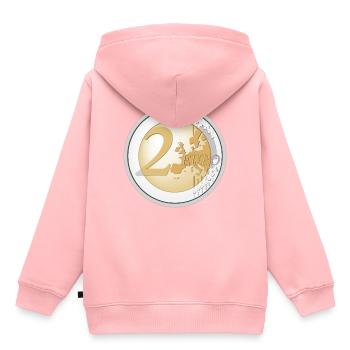 Pièce de 2 euros - Sweat Premium à capuche enfant bio - rose - Dos - AI Model Kid Female (0cm)