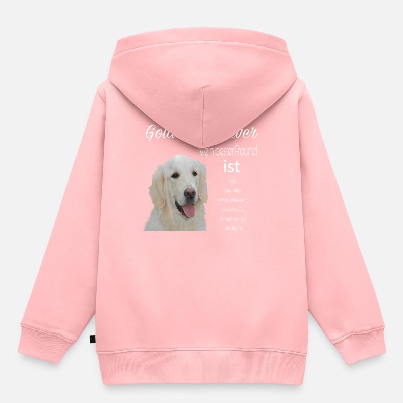 Golden Retrievers - Sweat Premium à capuche enfant bio - rose