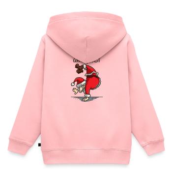 Père Noël Père Noël faisant le poirier de gymnastique - Sweat Premium à capuche enfant bio - rose - Dos - AI Model Kid Female (0cm)