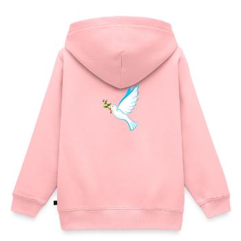 Colombe de la paix - Sweat Premium à capuche enfant bio - rose - Dos - AI Model Kid Female (0cm)