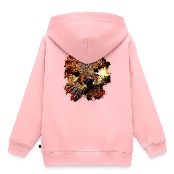 gxp haariger Fisch Otter Spritzer Wasserfarbe - Kinder Premium Organic Hoodie - Rosa - Hinten - AI Model Kid Female (0cm)