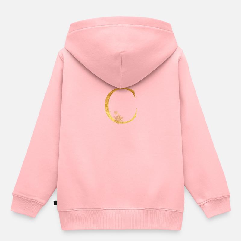 Lettre initiale C - Sweat Premium à capuche enfant bio - rose