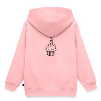 Muffin avec bougie - Sweat Premium à capuche enfant bio - rose - Dos - AI Model Kid Female (0cm)