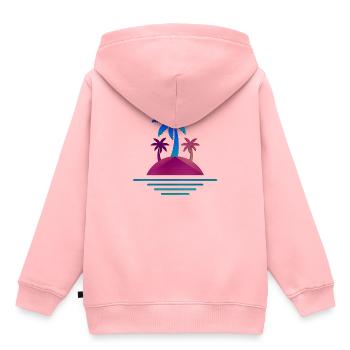 île ensoleillée île ensoleillée - Sweat Premium à capuche enfant bio - rose - Dos - AI Model Kid Female (0cm)