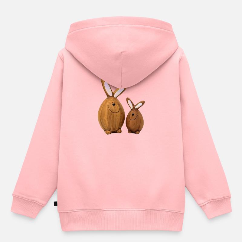 Deux petits lapins de Pâques - Sweat Premium à capuche enfant bio - rose