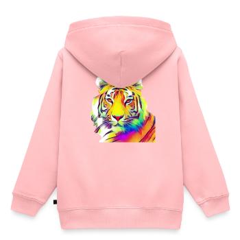 tigre près de 01 - Sweat Premium à capuche enfant bio - rose - Dos - AI Model Kid Female (0cm)
