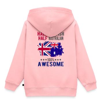 Moitié britannique moitié australien - Sweat Premium à capuche enfant bio - rose - Dos - AI Model Kid Female (0cm)