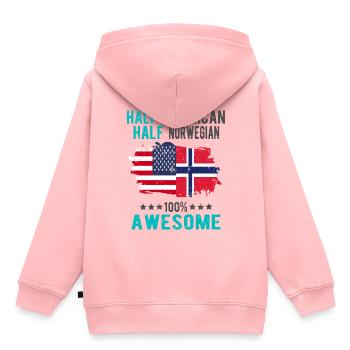 Moitié américain moitié norvégien - Sweat Premium à capuche enfant bio - rose - Dos - AI Model Kid Female (0cm)
