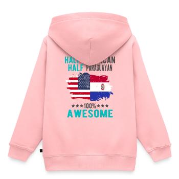 Moitié américain moitié paraguayen - Sweat Premium à capuche enfant bio - rose - Dos - AI Model Kid Female (0cm)