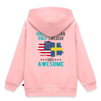Moitié américain Moitié suédois - Sweat Premium à capuche enfant bio - rose - Dos - AI Model Kid Female (0cm)