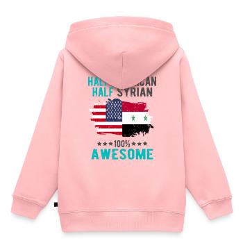 Moitié américain moitié syrien - Sweat Premium à capuche enfant bio - rose - Dos - AI Model Kid Female (0cm)