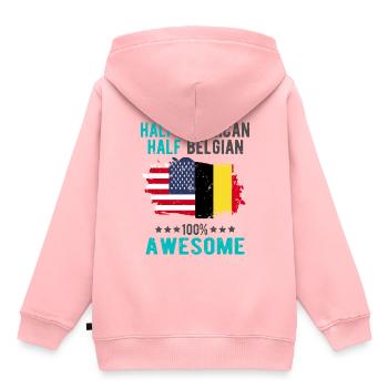 Half American Half Belgian - Kids Premium Organic Hoodie - rose - Back - AI Model Kid Female (0cm)