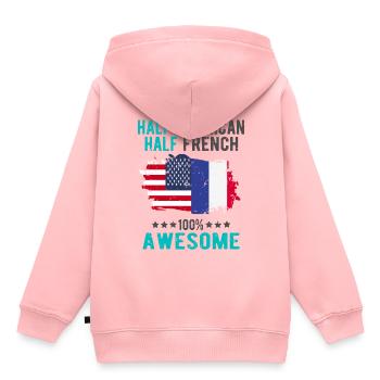 Mi-Américain, mi-Américain - Sweat Premium à capuche enfant bio - rose - Dos - AI Model Kid Female (0cm)
