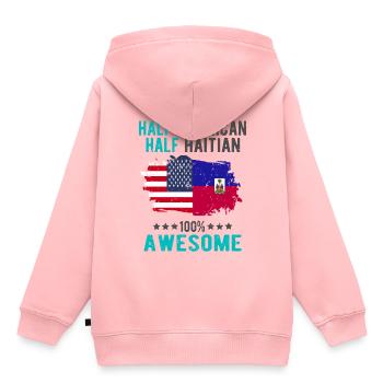 Moitié américain moitié haïtien - Sweat Premium à capuche enfant bio - rose - Dos - AI Model Kid Female (0cm)