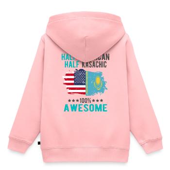Half American Half Kazakh - Kids Premium Organic Hoodie - rose - Back - AI Model Kid Female (0cm)