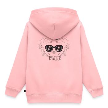 Reise - Kinder Premium Organic Hoodie - Rosa - Hinten - AI Model Kid Female (0cm)