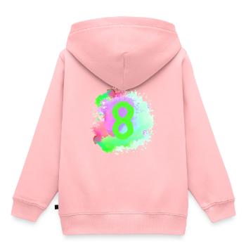8 Nombre d’objets blob - Sweat Premium à capuche enfant bio - rose - Dos - AI Model Kid Female (0cm)