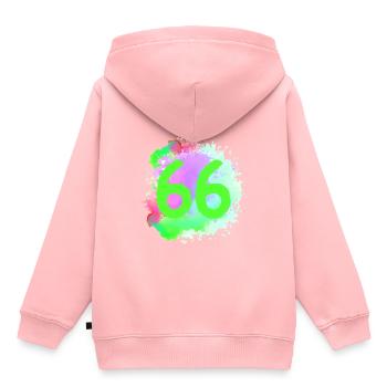 66 Nombre d’objets blob - Sweat Premium à capuche enfant bio - rose - Dos - AI Model Kid Female (0cm)