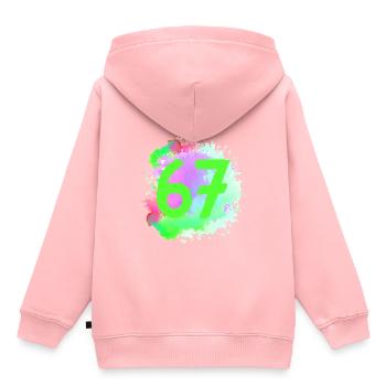 67 Nombre d’objets blob - Sweat Premium à capuche enfant bio - rose - Dos - AI Model Kid Female (0cm)