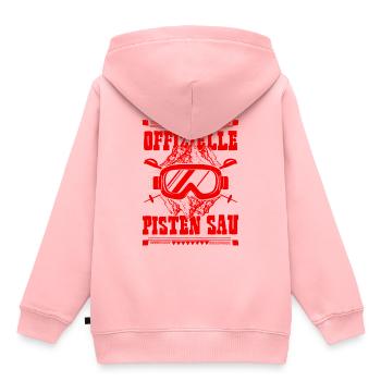 Offizielle Pisten Sau - Kinder Premium Organic Hoodie - Rosa - Hinten - AI Model Kid Female (0cm)