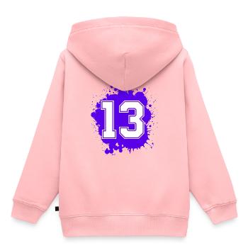 13 Nombre d’objets blob - Sweat Premium à capuche enfant bio - rose - Dos - AI Model Kid Female (0cm)