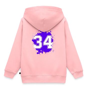 34 Nombre d’objets blob - Sweat Premium à capuche enfant bio - rose - Dos - AI Model Kid Female (0cm)
