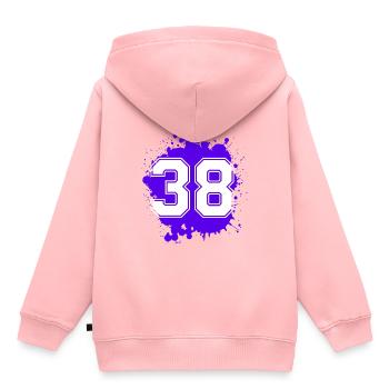 38 Nombre d’objets blob - Sweat Premium à capuche enfant bio - rose - Dos - AI Model Kid Female (0cm)