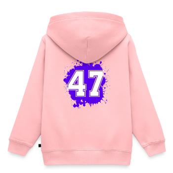47 Nombre d’objets blob - Sweat Premium à capuche enfant bio - rose - Dos - AI Model Kid Female (0cm)