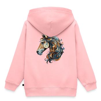 Pferd Portrait - Kinder Premium Organic Hoodie - Rosa - Hinten - AI Model Kid Female (0cm)
