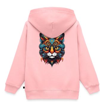 Katze Portrait - Kinder Premium Organic Hoodie - Rosa - Hinten - AI Model Kid Female (0cm)