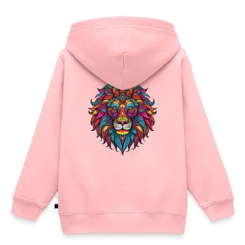 Löwe Portrait - Kinder Premium Organic Hoodie - Rosa - Hinten - AI Model Kid Female (0cm)