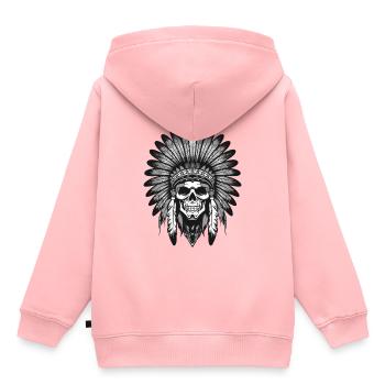 Chef du crâne indien Apache - Sweat Premium à capuche enfant bio - rose - Dos - AI Model Kid Female (0cm)