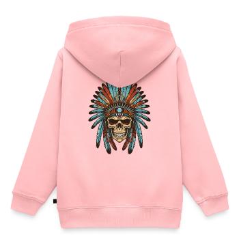 Apache Indianer Totenkopf - Kinder Premium Organic Hoodie - Rosa - Hinten - AI Model Kid Female (0cm)