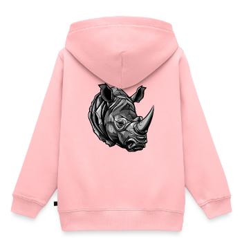 Nashorn Kopf - Kinder Premium Organic Hoodie - Rosa - Hinten - AI Model Kid Female (0cm)